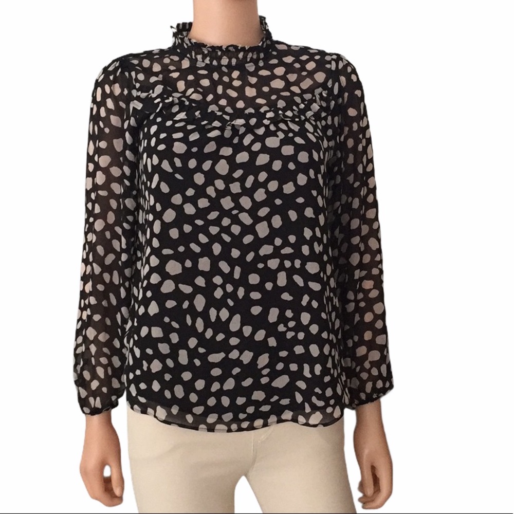 Vintage Loft Black Silver Pattern Polyester Blouse - image 1